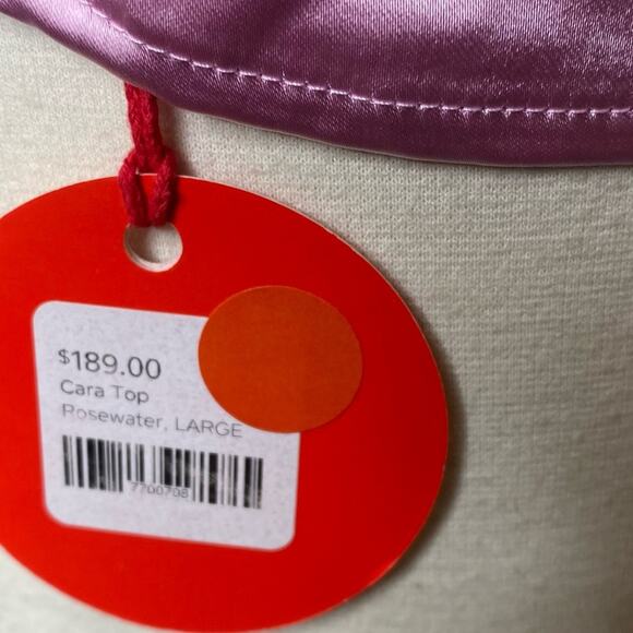 Eva Franco Cara Button Back Satin Top Rosewater Gathered Neck Women’s Large New - Picture 8 of 11